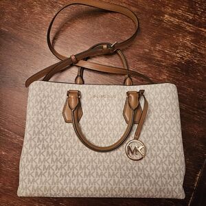 Michael Kors LargsBrown and Cream MK Satchel Camille